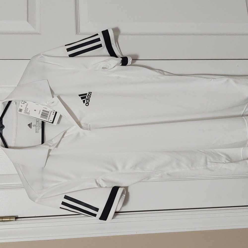 Men Adidas polo, white size small